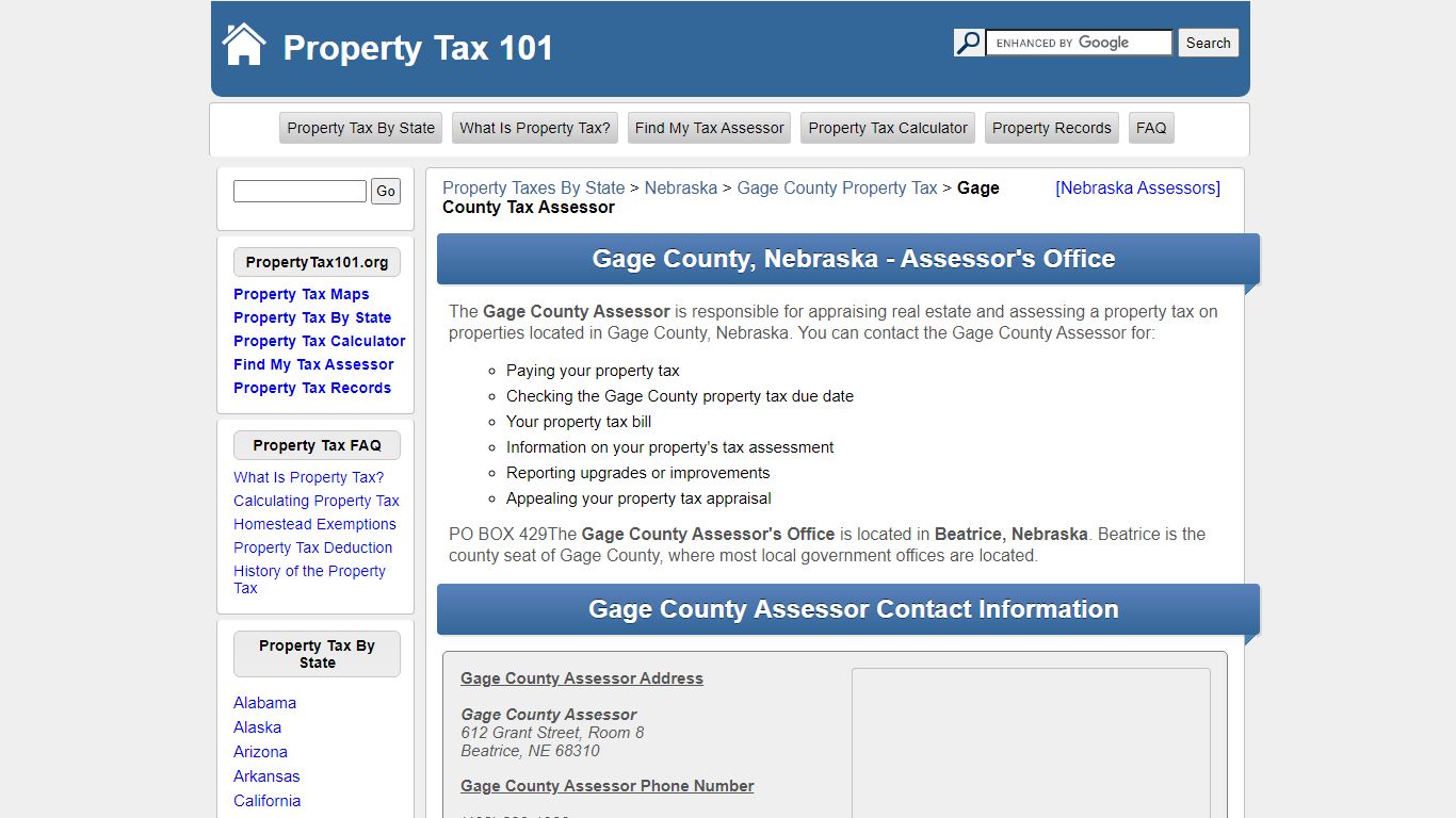 Gage County, Nebraska - Tax Assessor & Property Appraiser